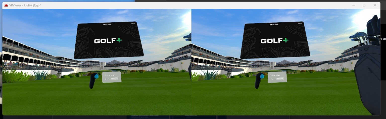 VRViewer displaying a side-by-side stereo view of a VR application
